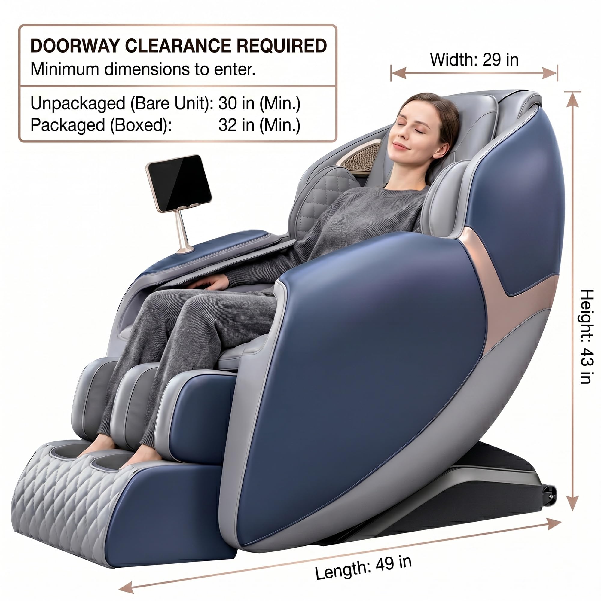 Sillón de Masaje Eléctrico Gravedad Cero, Masaje 3D, Airbags de Cuerpo Completo, Rodillos de Pies y Calor para Relajación en Casa(Noir)