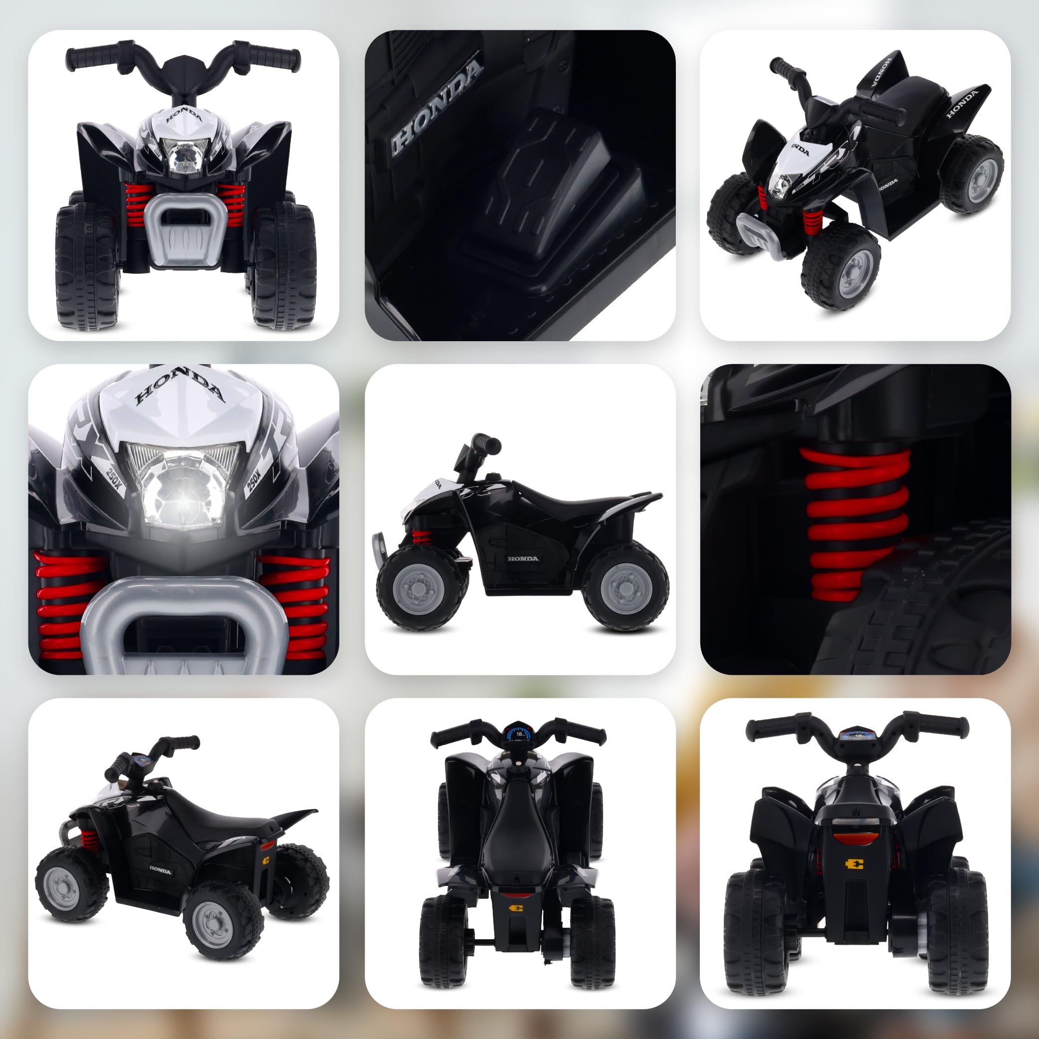 SUN BABY Quad Eléctrico Infantil 18 Meses 3 km/h - Negro | coche correpasillos, luz LED, juguete eléctrico