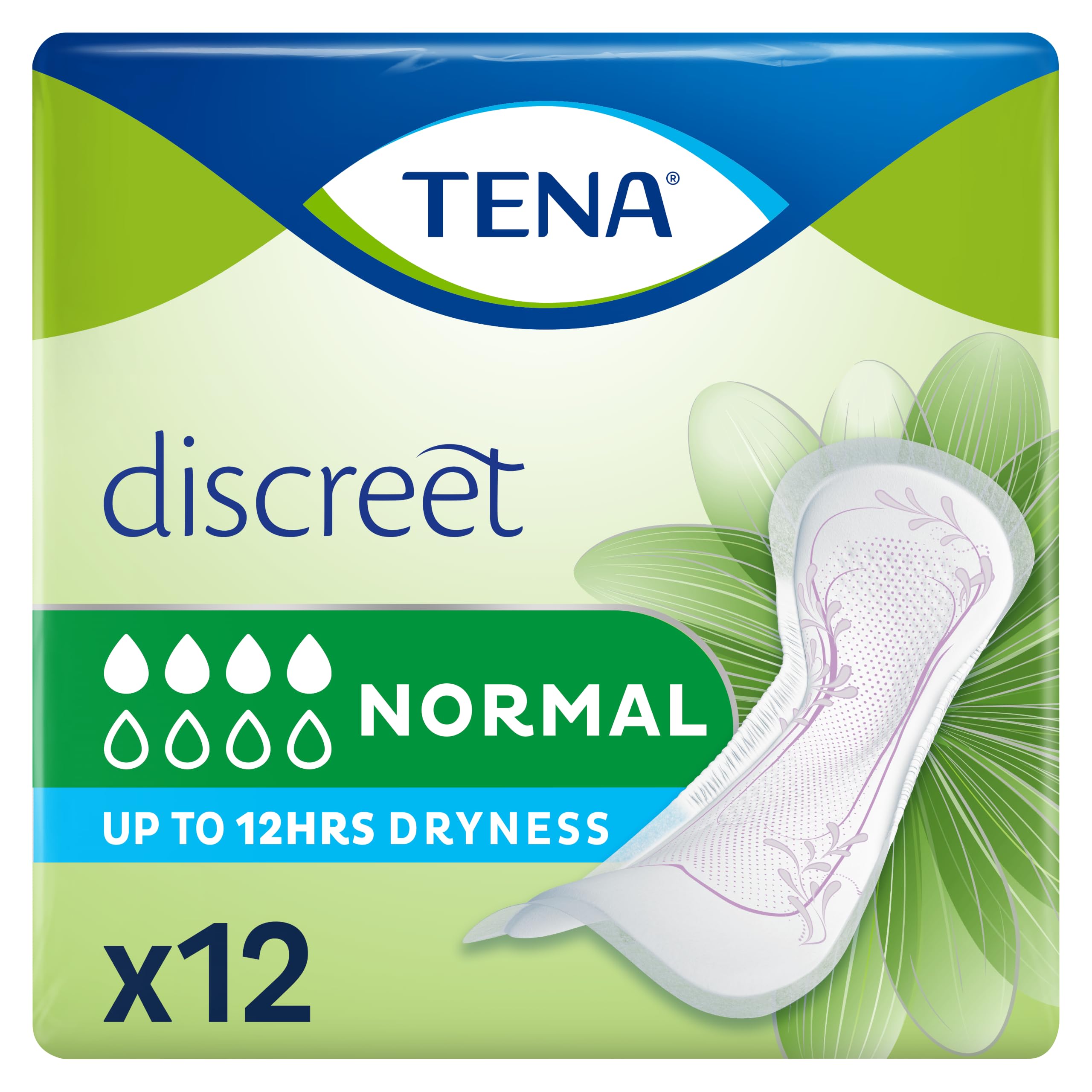 TENA Discreet Incontinence Pads, Normal (12 Count)