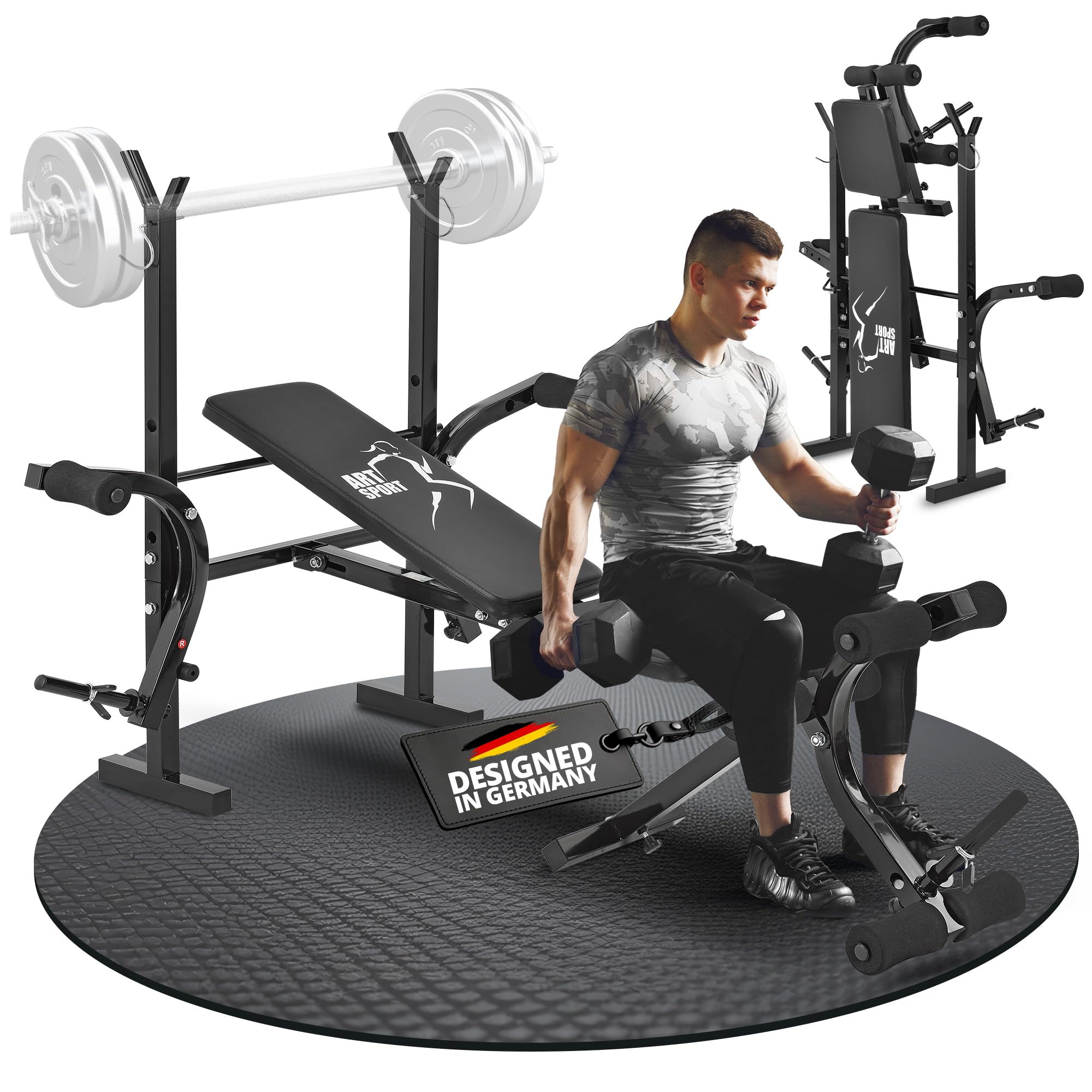Panca Multifunzione Soges Per Manubri – Regolabile In Altezza E Inclinazione, Per Addominali E Iperestensione – Fitness A Casa, PSBB004-1