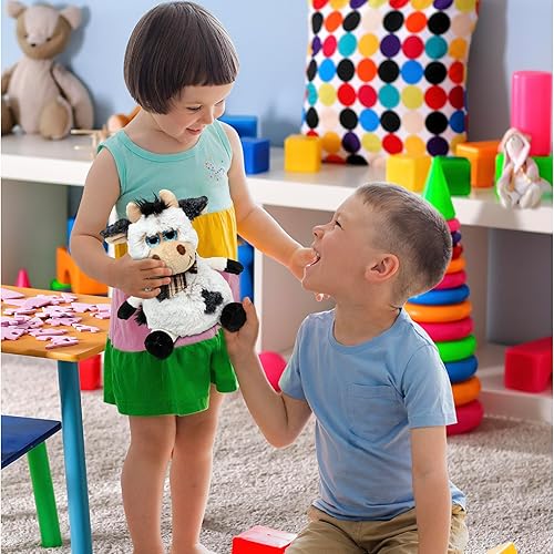 Miniatura 6 de Puzzled DolliBu - Animal de peluche de vaca – Suave peluche abrazable con ojos grandes, adorable juguete de peluche de vaca rancho para jugar, lindo