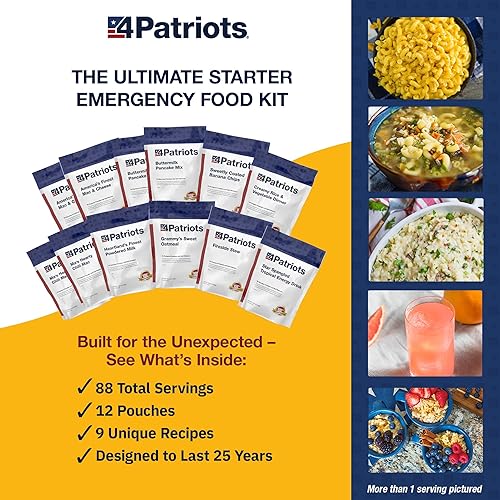 Miniatura 48 de 4Patriots suministro de alimentos para emergencias, kit de supervivencia para 72 horas, vida útil de 25 años, 16 porciones