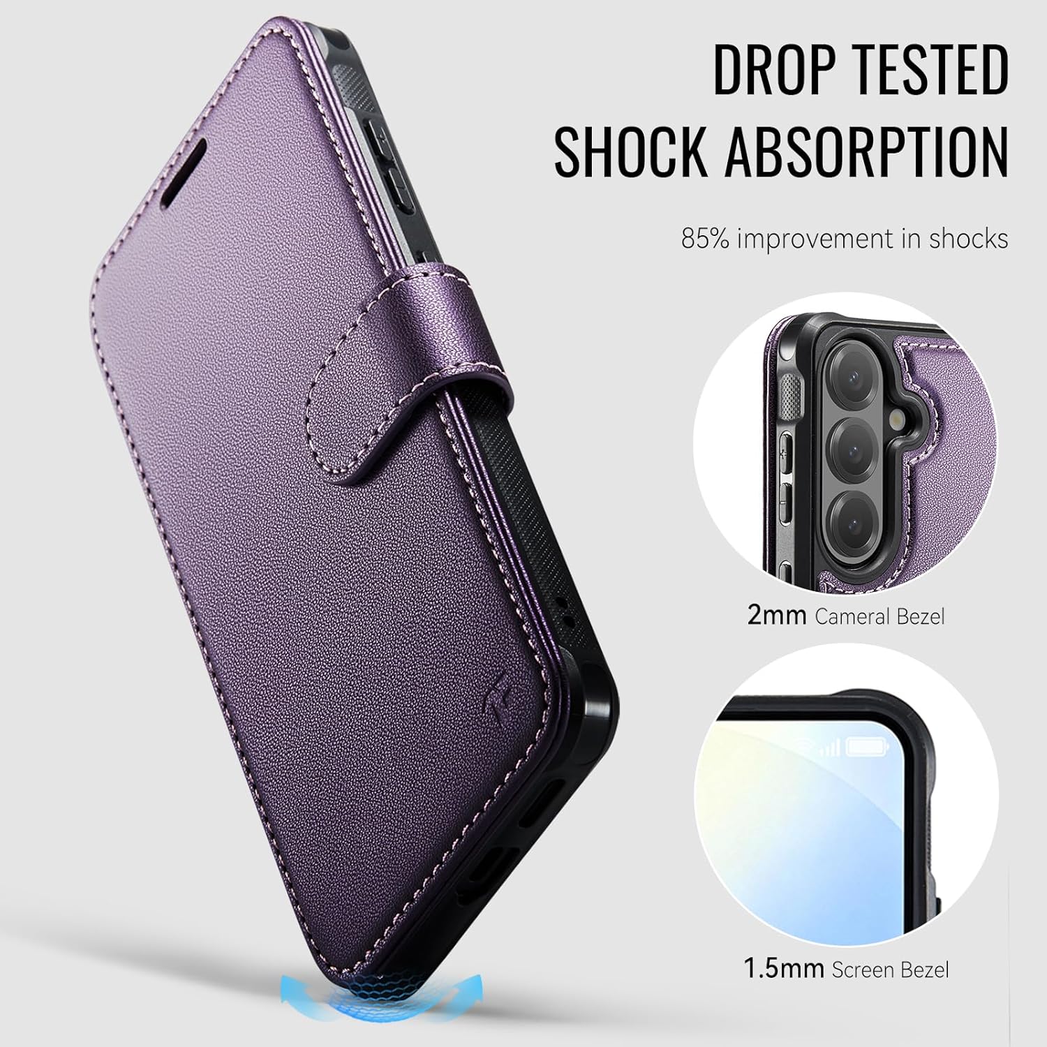 for Samsung Galaxy S26 Wallet Case Compatible with Magsafe, Magnetic RFID Blocking Card Holder Women Men Shockproof Wallet Phone Cover for Galaxy S26 6.3", Purple