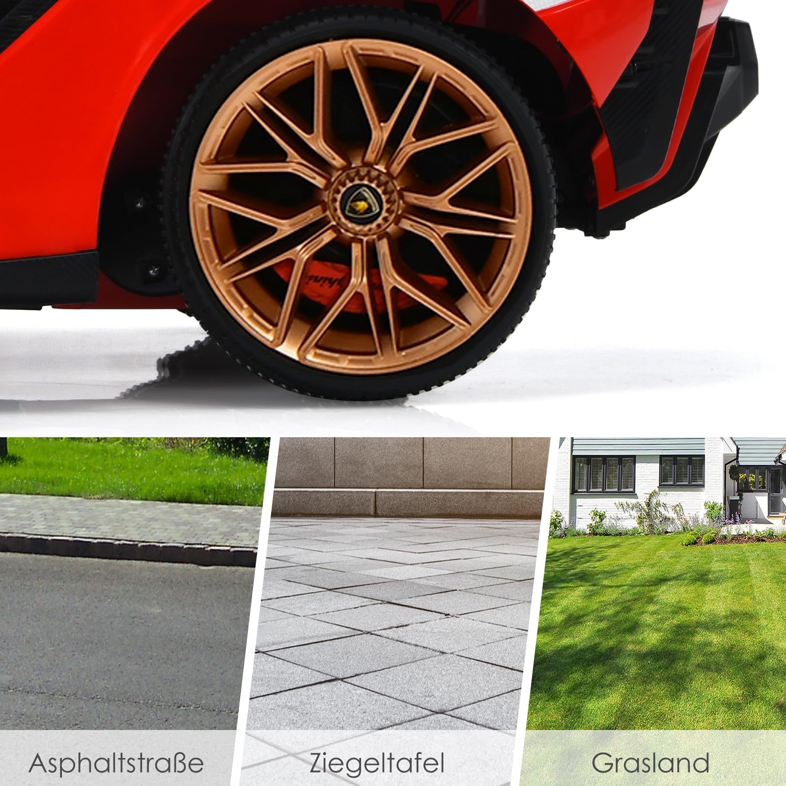 GOPLUS Samochód elektryczny dla dzieci Lamborghini, samochód dziecięcy z pilotem zdalnego sterowania, pojazd dziecięcy, Bluetooth USB, z klaksonem i muzyką, 3-5 km/h, możliwość jazdy do przodu i do