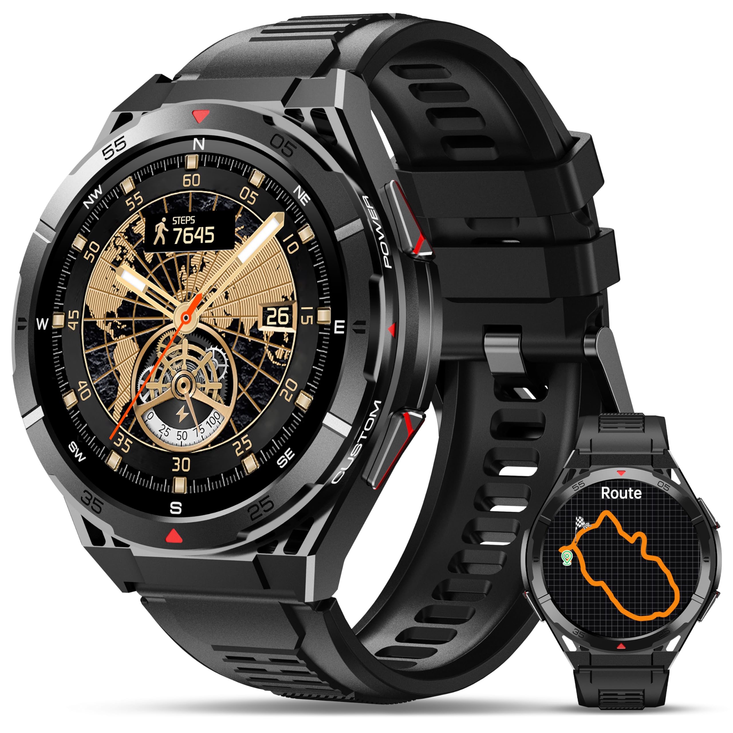 OUKITEL Reloj Inteligente Hombre con GPS, Smartwatch Hombre 1,43" AMOLED, 150+ Modos Deportivos, 5ATM Impermeable, Batería de 14 días, 24/7 Monitor de Salud, para Android iOS