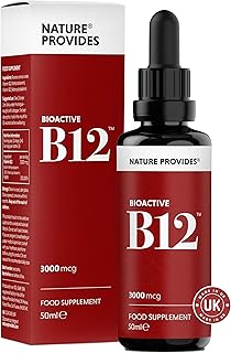 Vitamin B12 Liquid Drops (3000 mcg) Made in UK by Nature Provides - Methylcobalamin + Adenosylcobalamin (50ml), High Strength, Bioactive, Vegan, Energy & Sleep Support, Sublingual, Like B12 injections