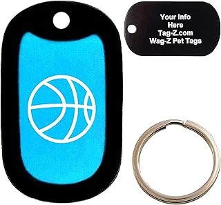 Custom Engraved Pet Tag - Basketball - Cyan Blue - Dog Tag - Tag-Z Wag-Z