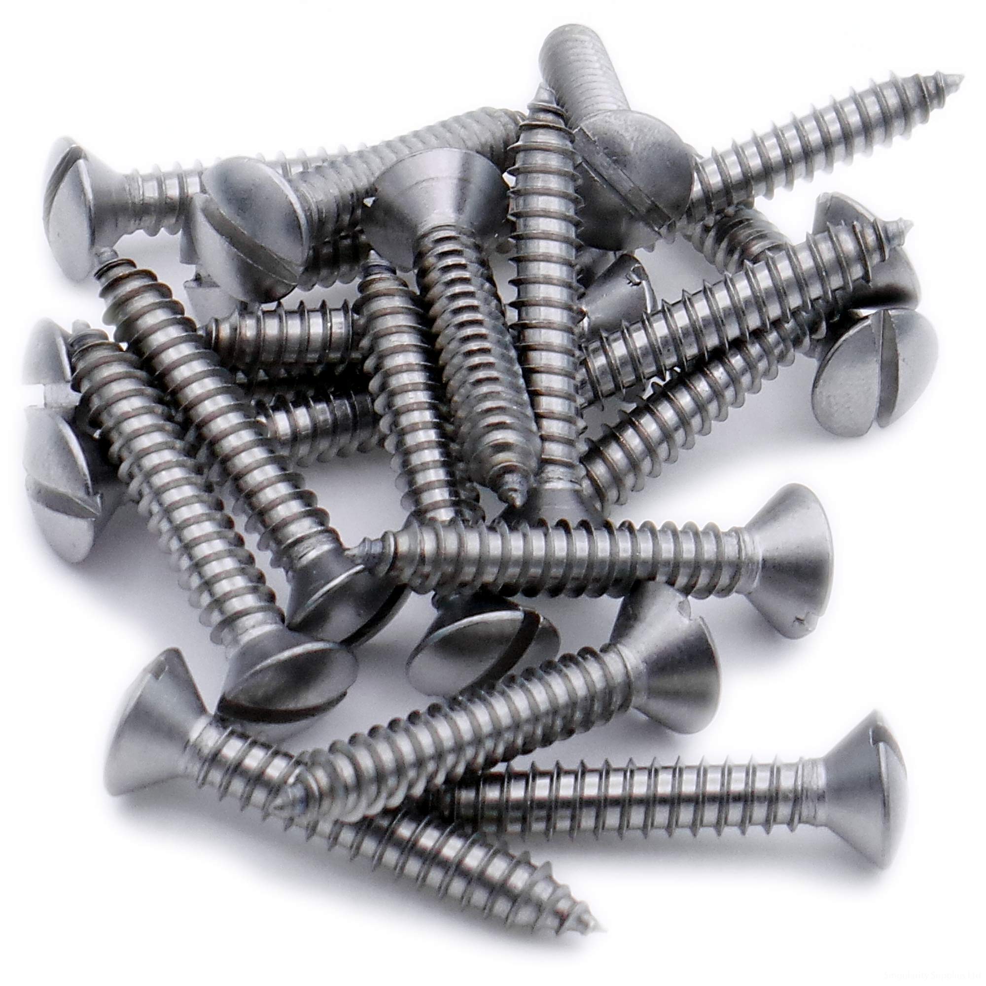 Singularity Supplies Silver No.4 X 0.625 (2.9Mm X 16Mm) Slot Raised Countersunk Self-Tapping Screw - Stainless Steel (A2) (Pack Of 20)