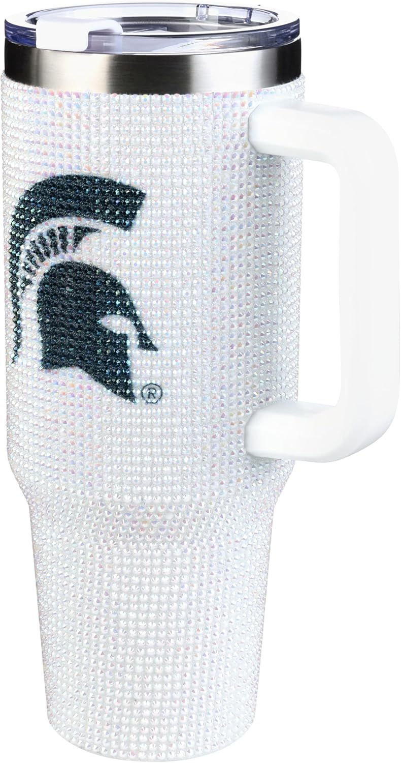 The Memory Company Officially Licensed 46oz White Bling Game Day Tumbler, Michigan State University