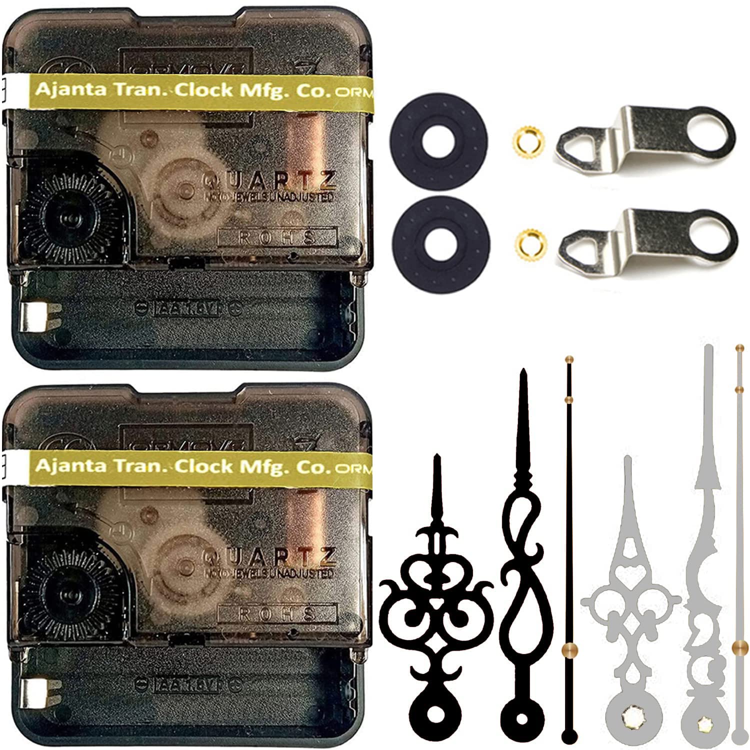 QEWINOX® Combo 2 of Ajanta Mfg. Battery Operated Plastic Ticking Wall Clock Movement Machine with Hands (Black,Silver 1) (B0BQRM5YPT) Amazon Price History, Amazon Price Tracker
