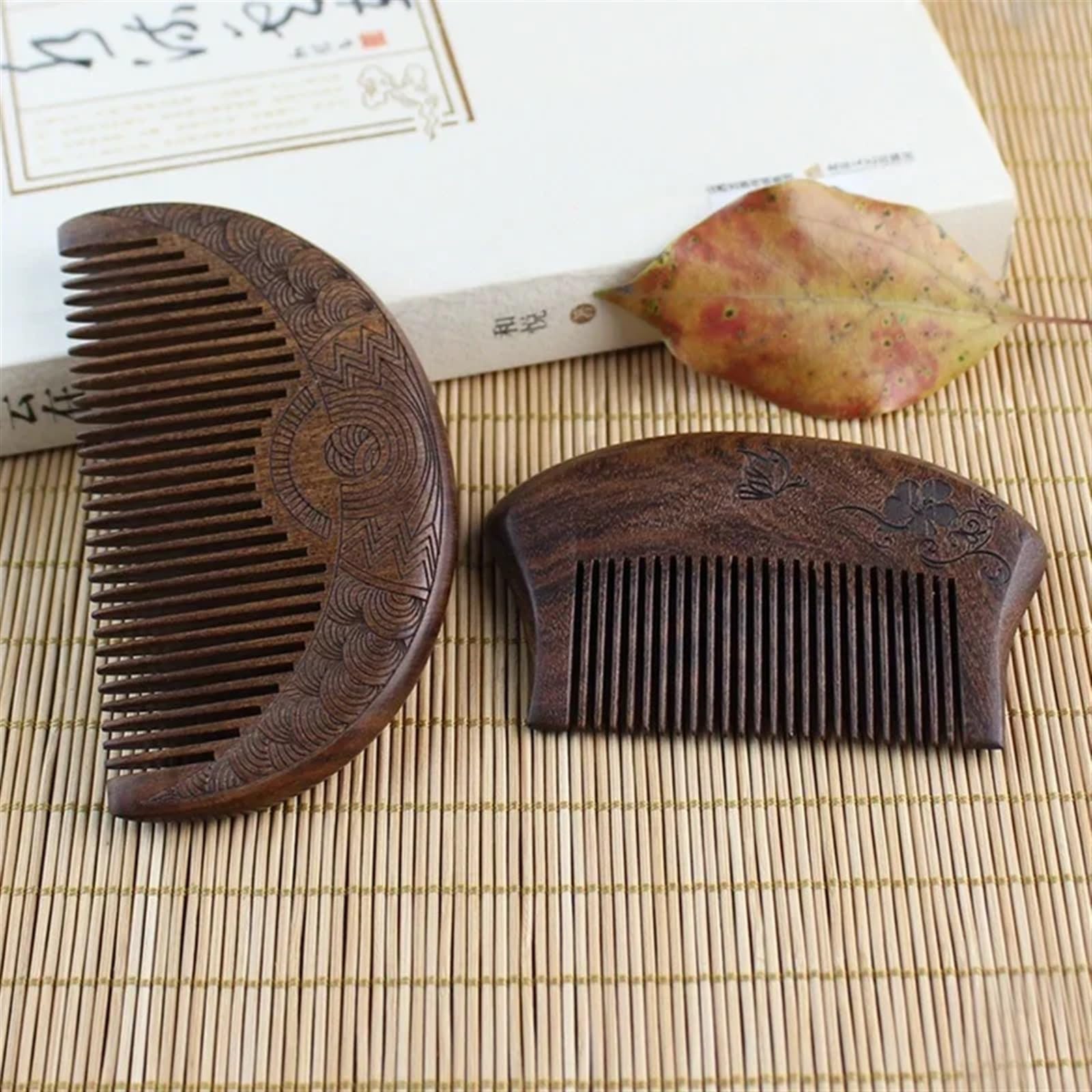 Taschen-Holzkamm, natürliches Schwarzgold, Sandelholz, super schmale Zahnholzkämme, kein statischer Kamm, Haarstyling (Size : Type 1)