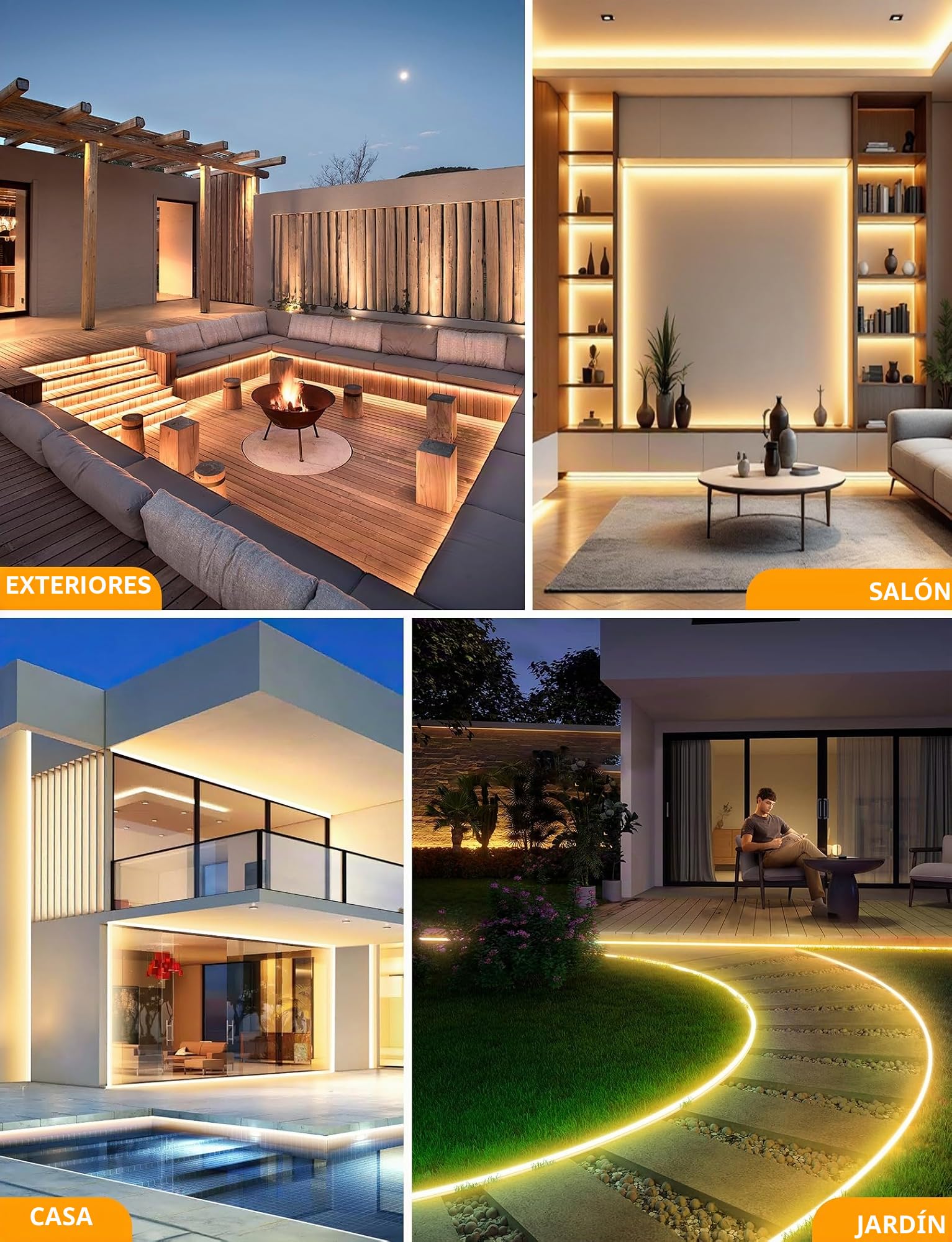 Lamomo Tira de LED de 30 m, luz blanca cálida, regulable, tira de luces de neón, impermeable, 3000K, silicona, bricolaje, flexible, 24V, tira de luz con fuente de alimentación y controlador para
