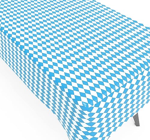 Miniatura 5 de Iceyyyy Oktoberfest - Mantel de mesa Oktoberfest de 54 x 108 pulgadas, diseño de bandera bávara con diamantes azules y bávaros para decoraciones de