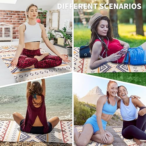 Miniatura 5 de Cifupy Tapete de yoga orgánico hecho a mano con esterilla de yoga de algodón orgánico, alfombra de yoga plegable y antideslizante tejida a mano que