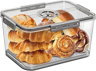 Bread Box for Kitchen Countertop | Airtight Bread Storage Container with New Upgrade Time Recording Lid – Bread Keeper for Homemade Bread, Donuts, Bagels, Toast, and Cookies