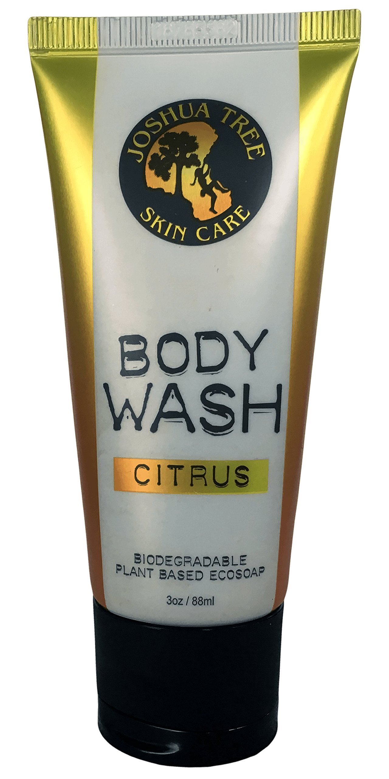 Joshua Tree 3 oz. Body Wash, Shampoo - Biodegradable Plant Based Eco Soap with Organic Ingredients (Citrus)
