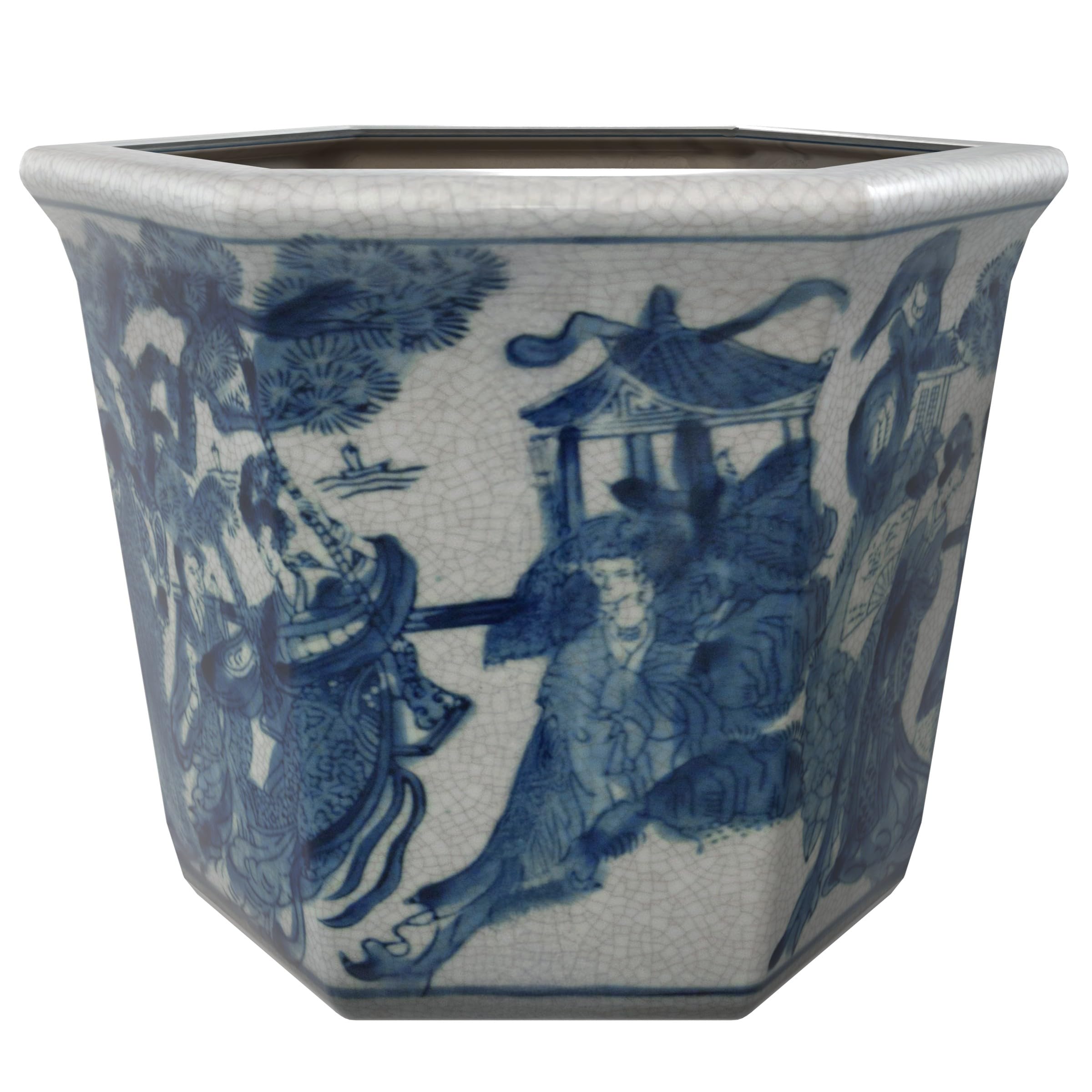 Orientalna doniczka na meble, porcelana, niebiesko-biała