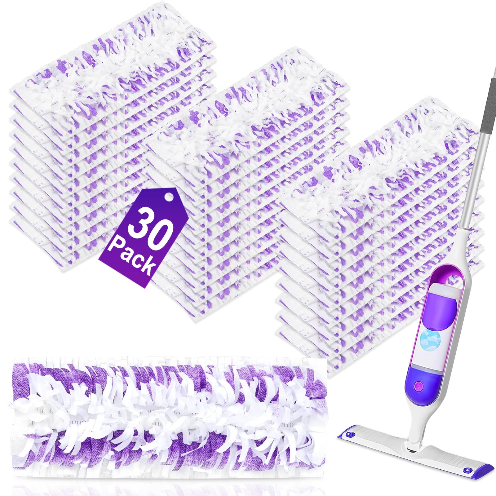 Paquete de 30 almohadillas desechables para fregona Swiffer PowerMop, compatibles con recambios Swiffer Power Mop, repuesto de almohadilla de fregona multisuperficie para limpieza de suelos