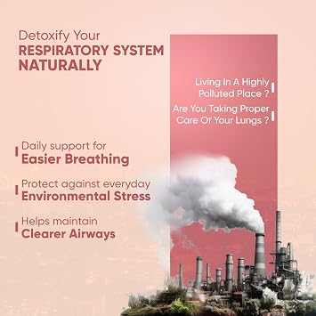 Vitaminnica Vita Breathe- Lungs Support | Cleanse and Detoxify Lungs | Reduces Damage from Smoking, Pollution, Improves Lung Health | 60 Veg Capsules | Better Respiratory Health