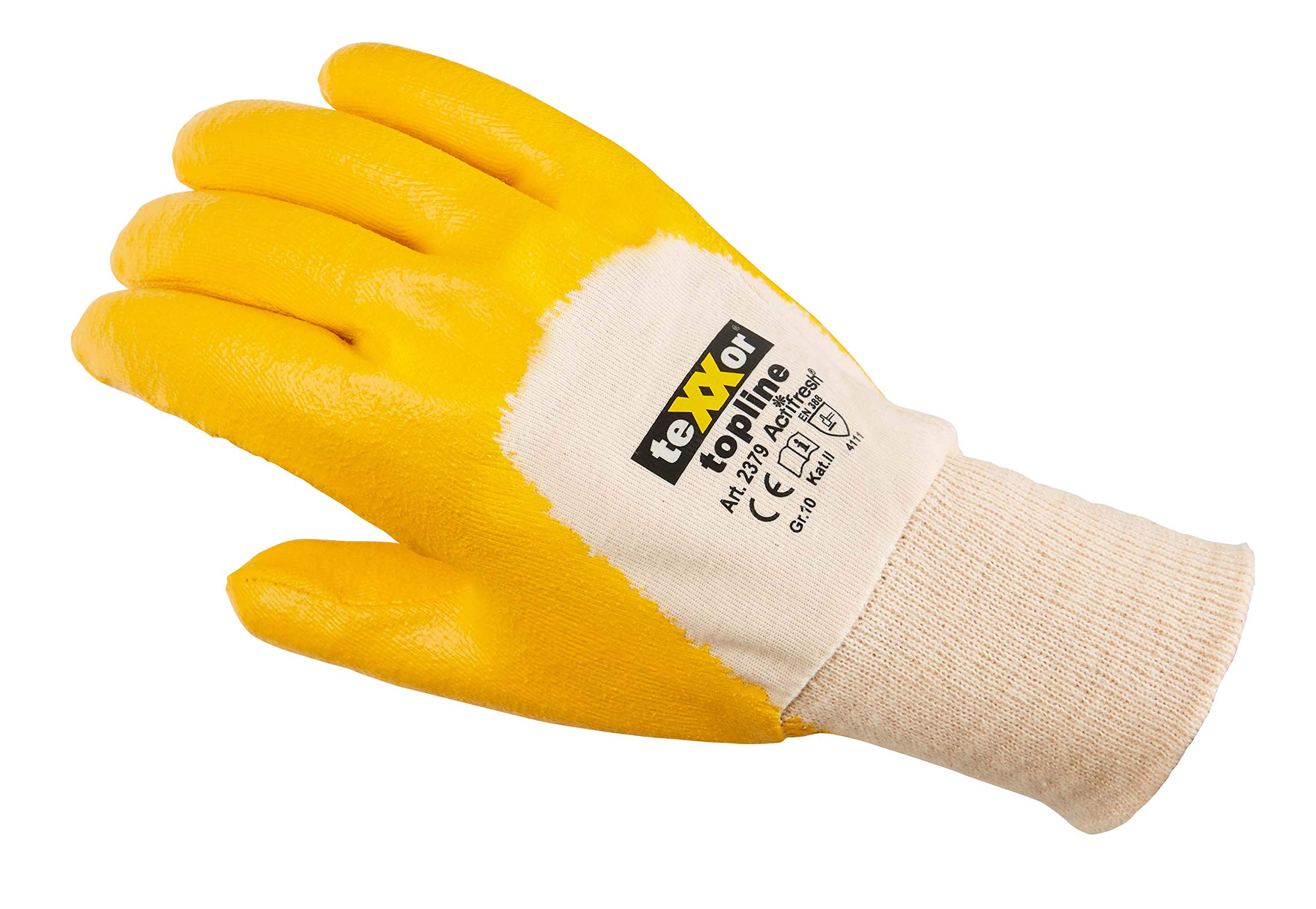 teXXor Guantes de nitrilo con puño de punto, amarillo 7