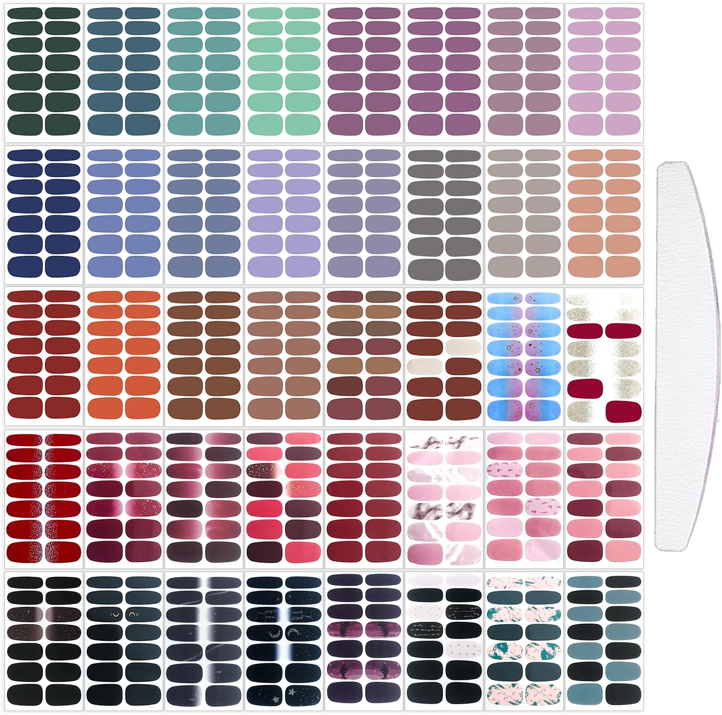 40 Sheets 560 Pieces Full Wrap Nail Polish Strips, Self-Adhesive Gel Nail Strips Multi-Color Nail Polish Stickers, Solid Color Nail Wraps, Nail Art Accessories(Vintage Style)