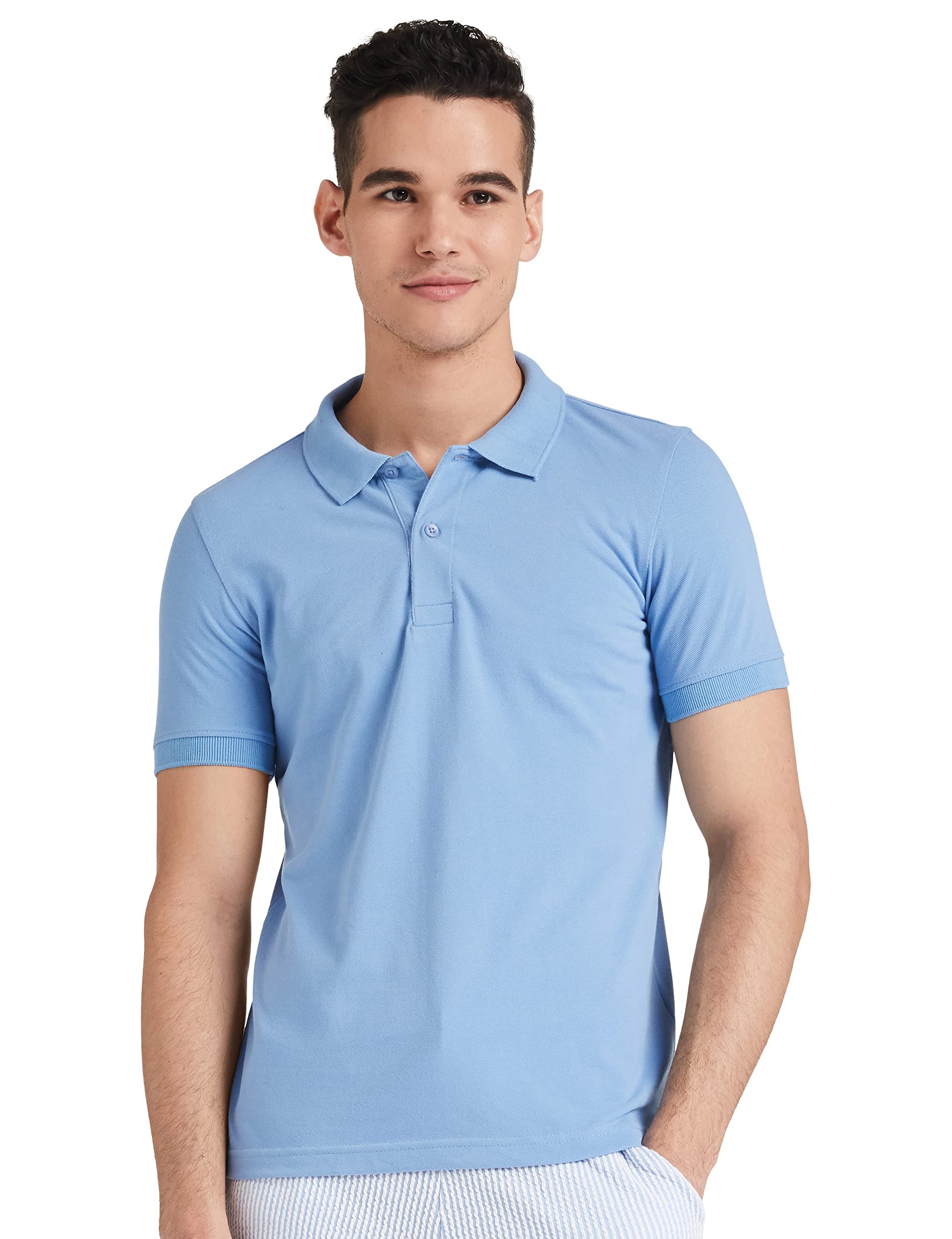 Amazon Brand - Symbol Men's Cotton Rich Solid Polo Tshirt | Collar Tshirts | Half Sleeves | Plain-Regular Fit (Available in Plus Sizes and Combo Pack of 2)