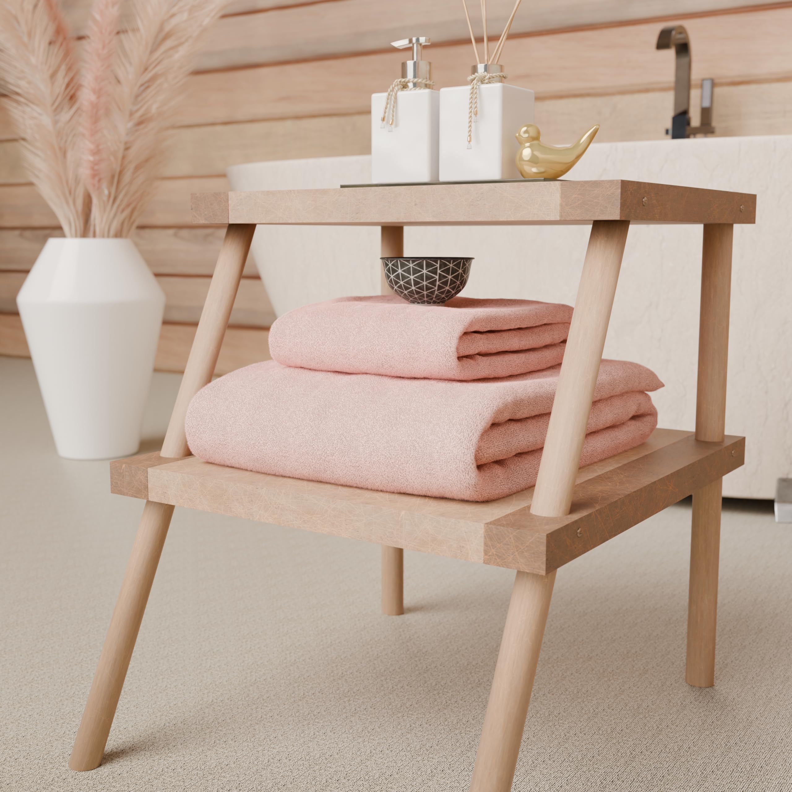 PETTI Artigiani Italiani - 100% Cotton Terry Bath Towels, 2+2 Towel Set, 4 Pieces 2 Face Towels and 2 Hand Towels, Pink Towels - Image 2