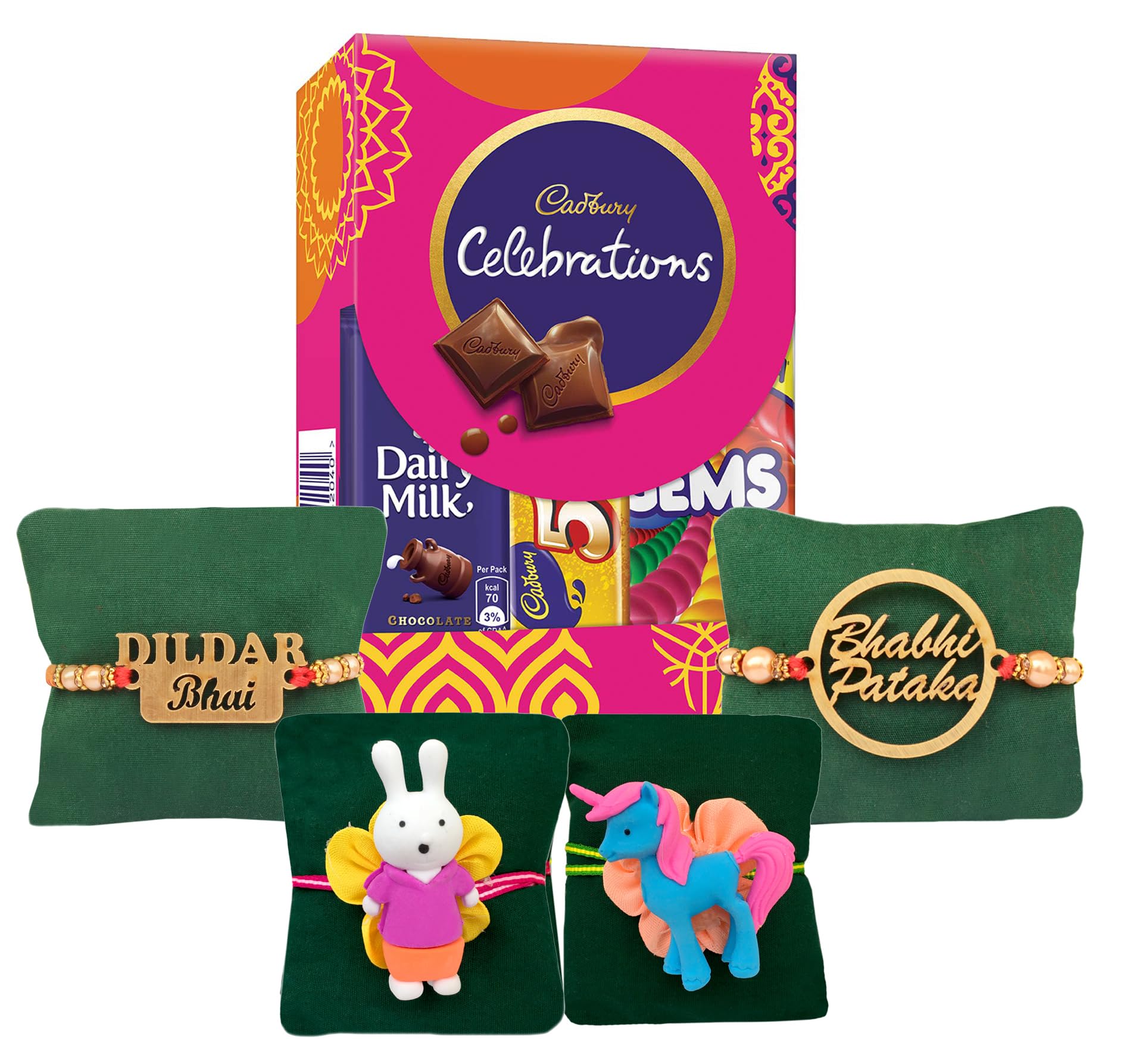 CLUZE Rakhi For Brother Bhabhi And Kid Combo Set Of 4 - Bhaiya Bhabhi Rakhi Gift Hamper - Cartoon Rakhi With Celebration Chocolate, 400 Gm (B0B4YL2TJH) Amazon Price History, Amazon Price Tracker