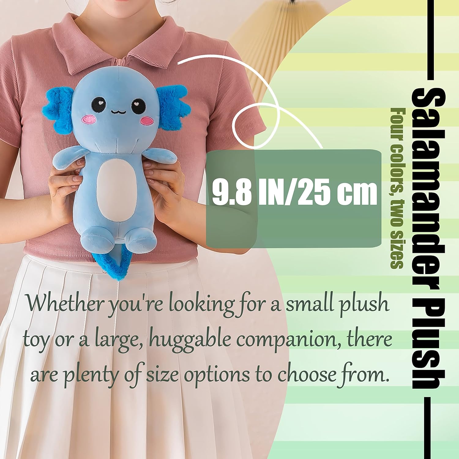 Cute Axolotl Stuffed Animal Salamander Plush, Soft Axolotl Plush Toy for Boys Girls Gifts for Gifts (Pink, 9.8in/25cm)