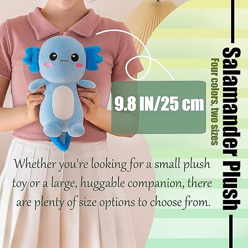 Miniatura 5 de Lindo ajolote de peluche de salamandra, suave juguete de peluche de ajolote para niños y niñas, regalos para regalos (verde, 13.8 pulgadas/13.8 in)