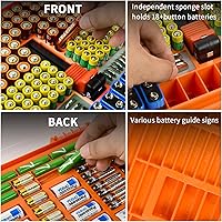 Vista 5 de Organizador de Baterías Caja Estuche Soporte de Almacenamiento con Probador - Capacidad para 269 Baterías de Doble Cara Paquete Variado, Contiene