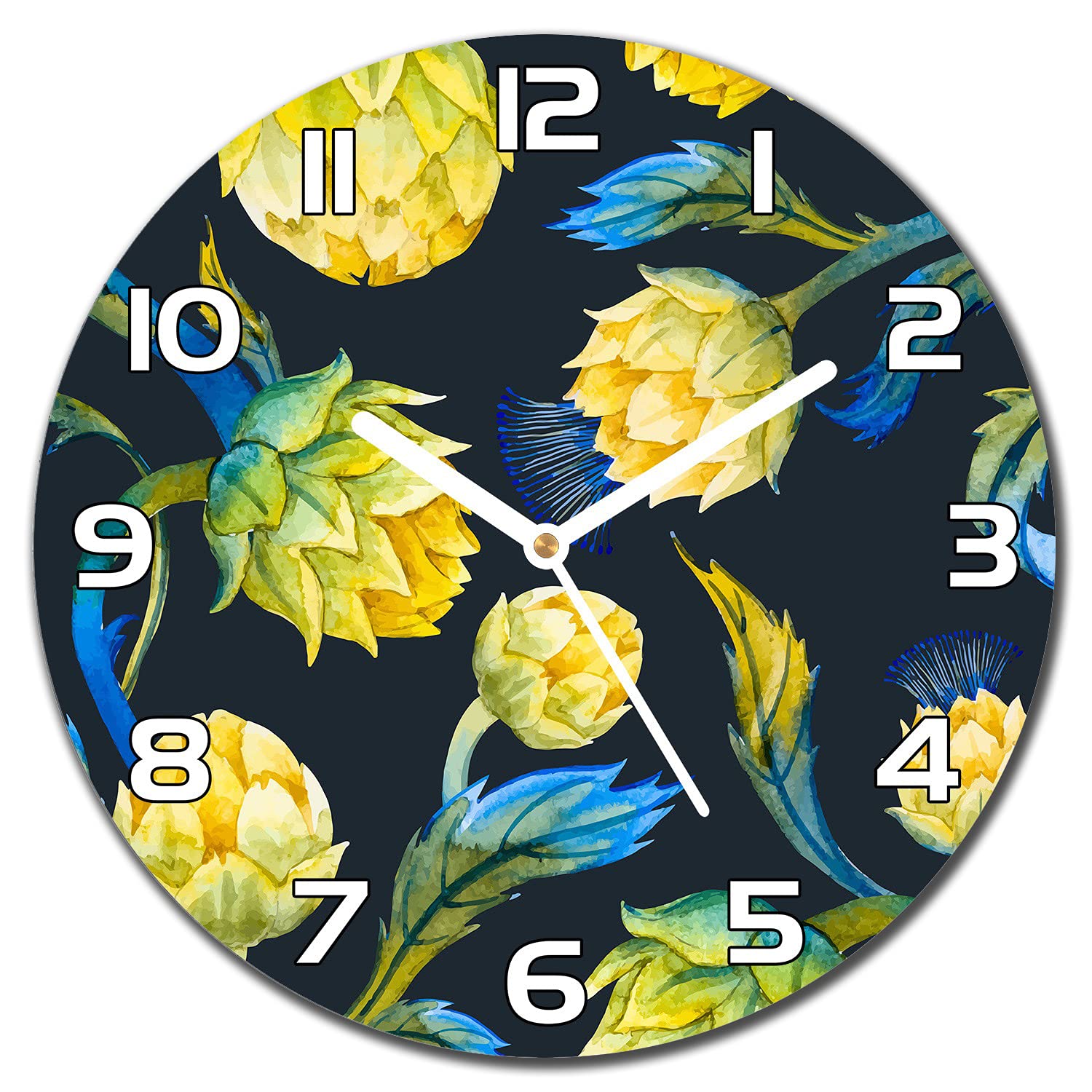 Horloge en Verre Aiguilles Blanches 30 cm pour décoration murale de salon moderne Coloray