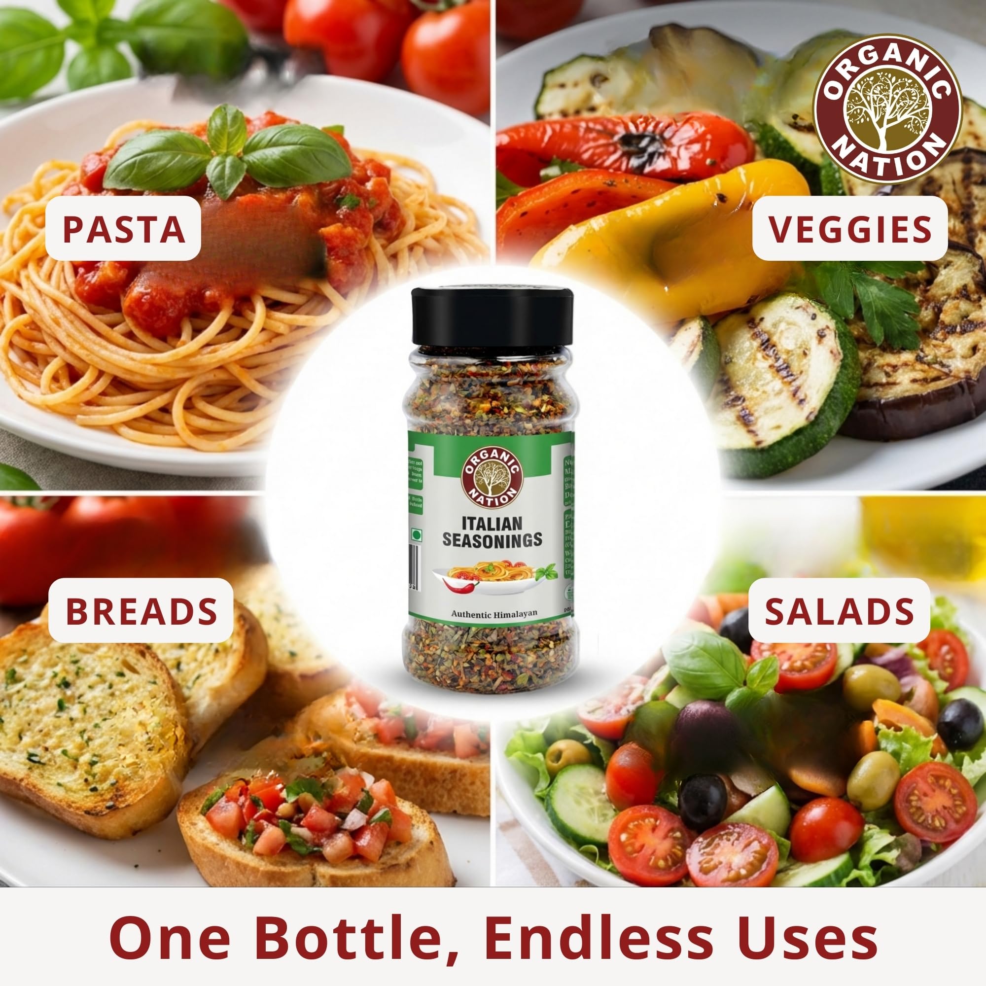 ORGANIC NATION Italian Seasoning Mixed Herbs (90g Pack of 2) - Oregano Basil Thyme Rosemary Blend - No Preservatives - Perfect for Pizza, Pasta, Garlic Bread and Sauces 3