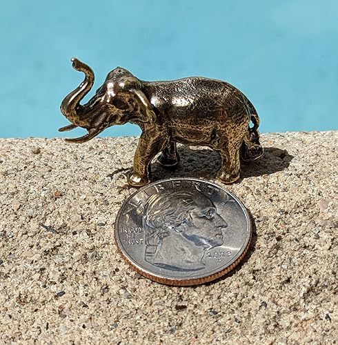 Miniatura 8 de Estatuilla de elefante de latón Feng Shui Lucky Miniature Art Hecho a mano