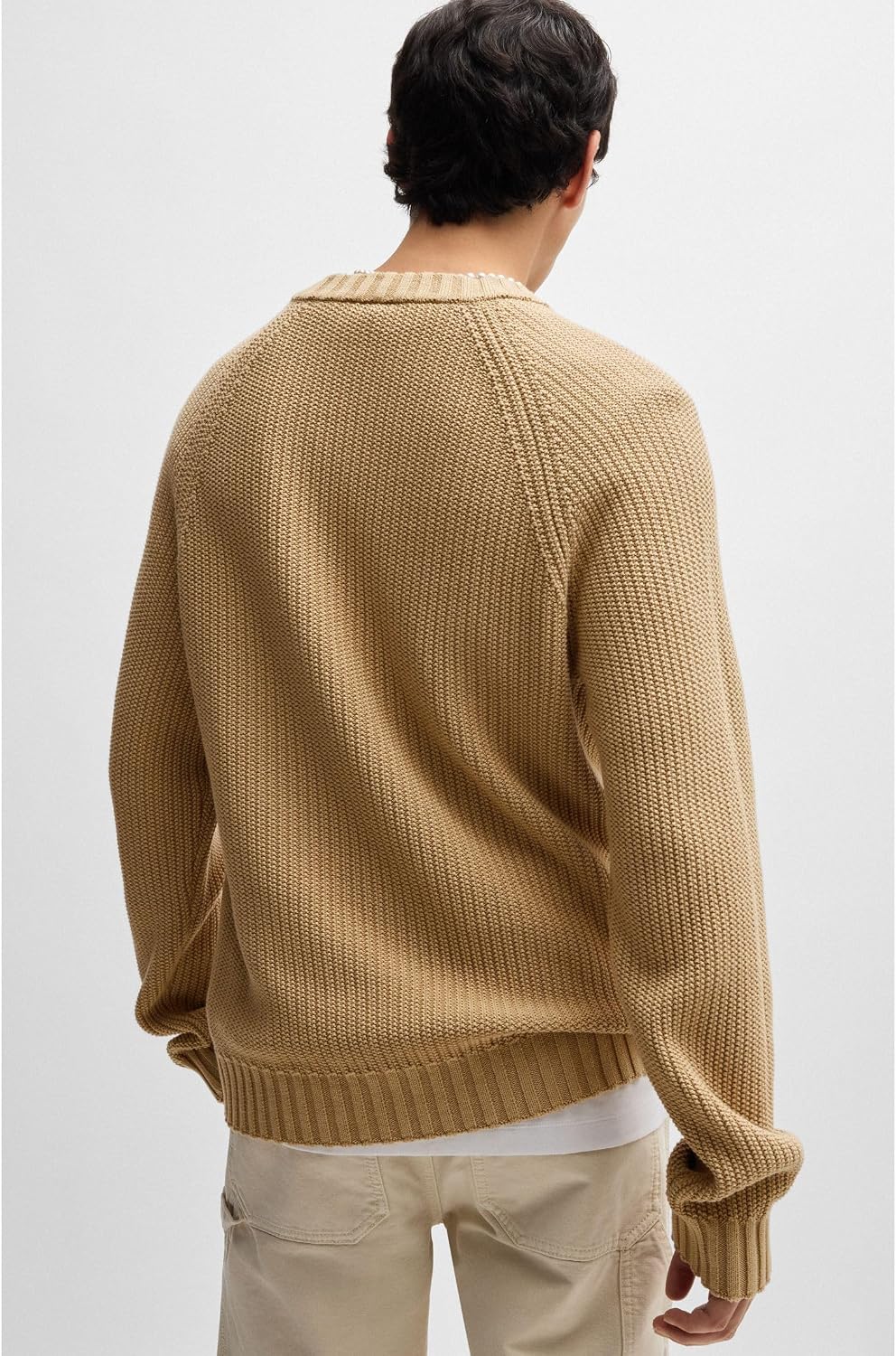 HUGO Men's Ribbed Regular Fit Knit Sweater