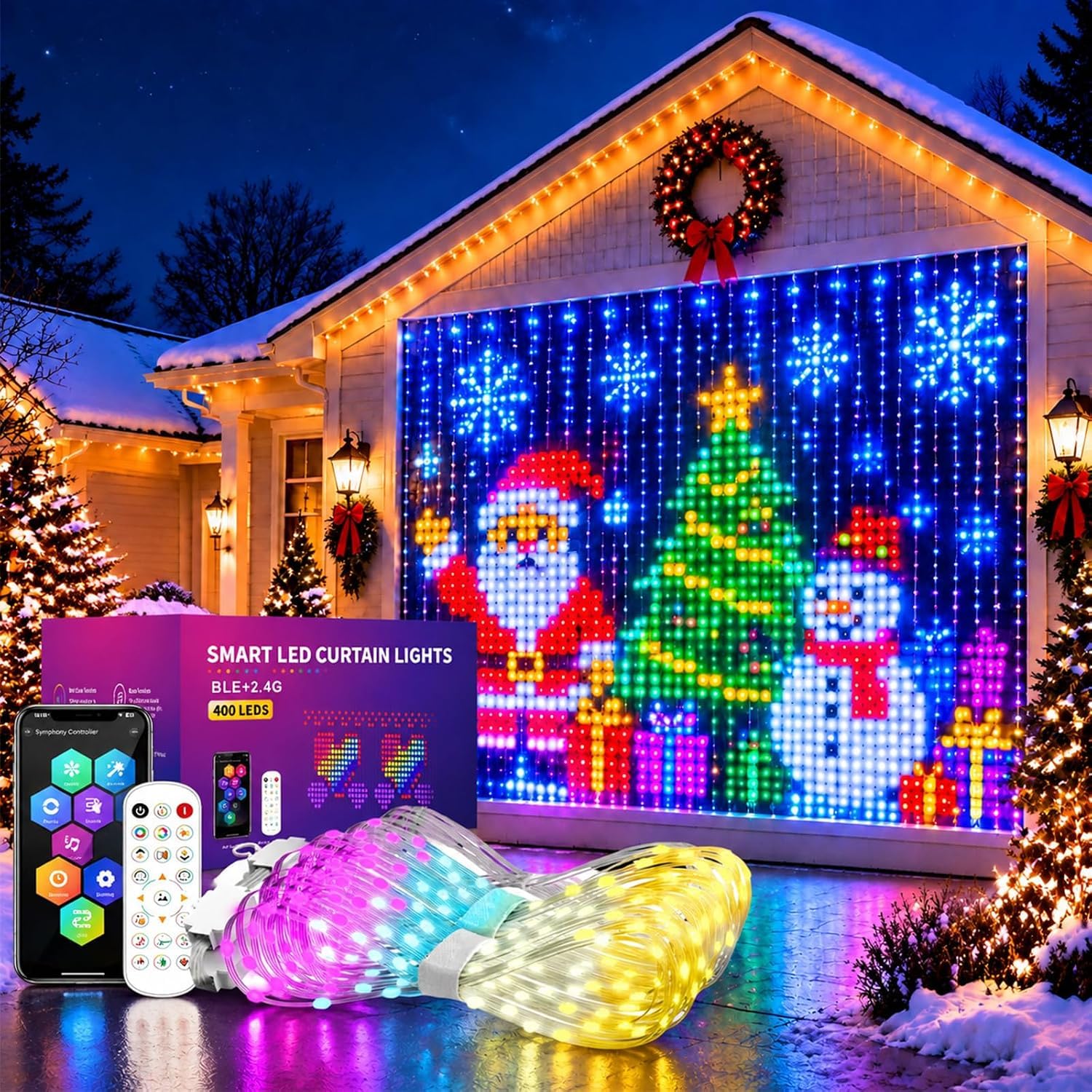 Tenda Luminosa Natale,Luci di Natale da Esterno Intelligente (3m*3m)