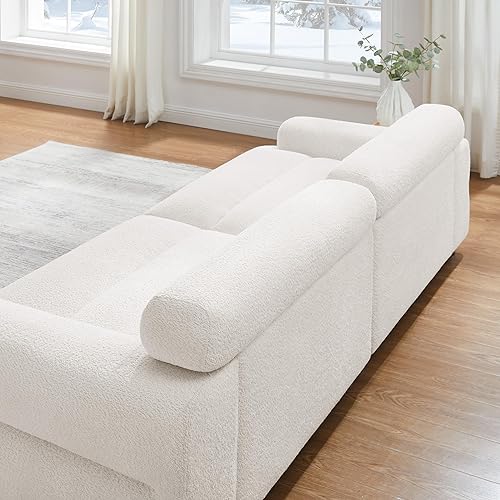Miniatura 4 de VANOMi Sofá biplaza Boucle Cloud de 89 pulgadas, cómodo sofá tapizado de asiento profundo, moderno sofá de mediados de siglo para sala de estar,