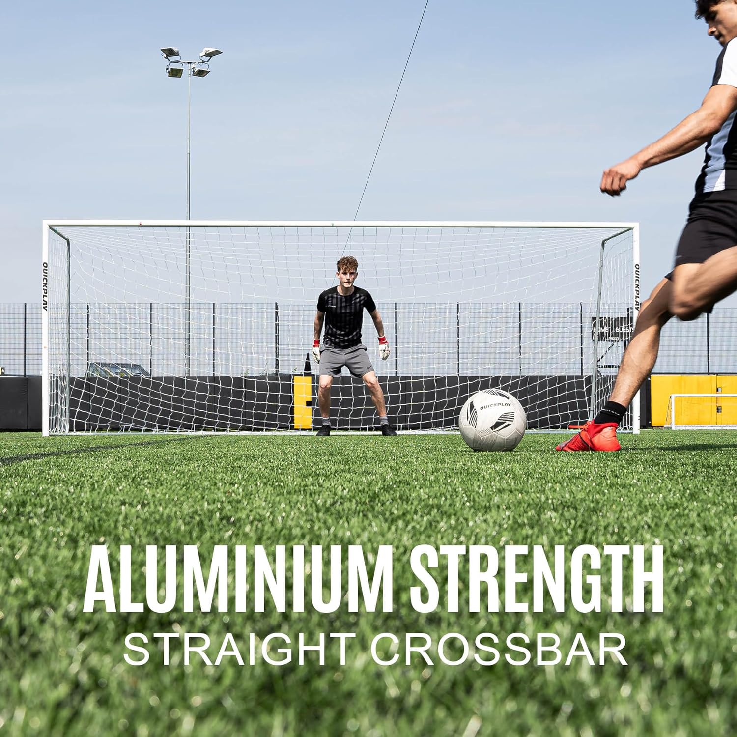 QuickPlay Pro Alu Match60 Portable Aluminum Soccer Goals for Backyard Training - Folding Soccer Goals with 3mm Net for Kids, Teams and Match Play