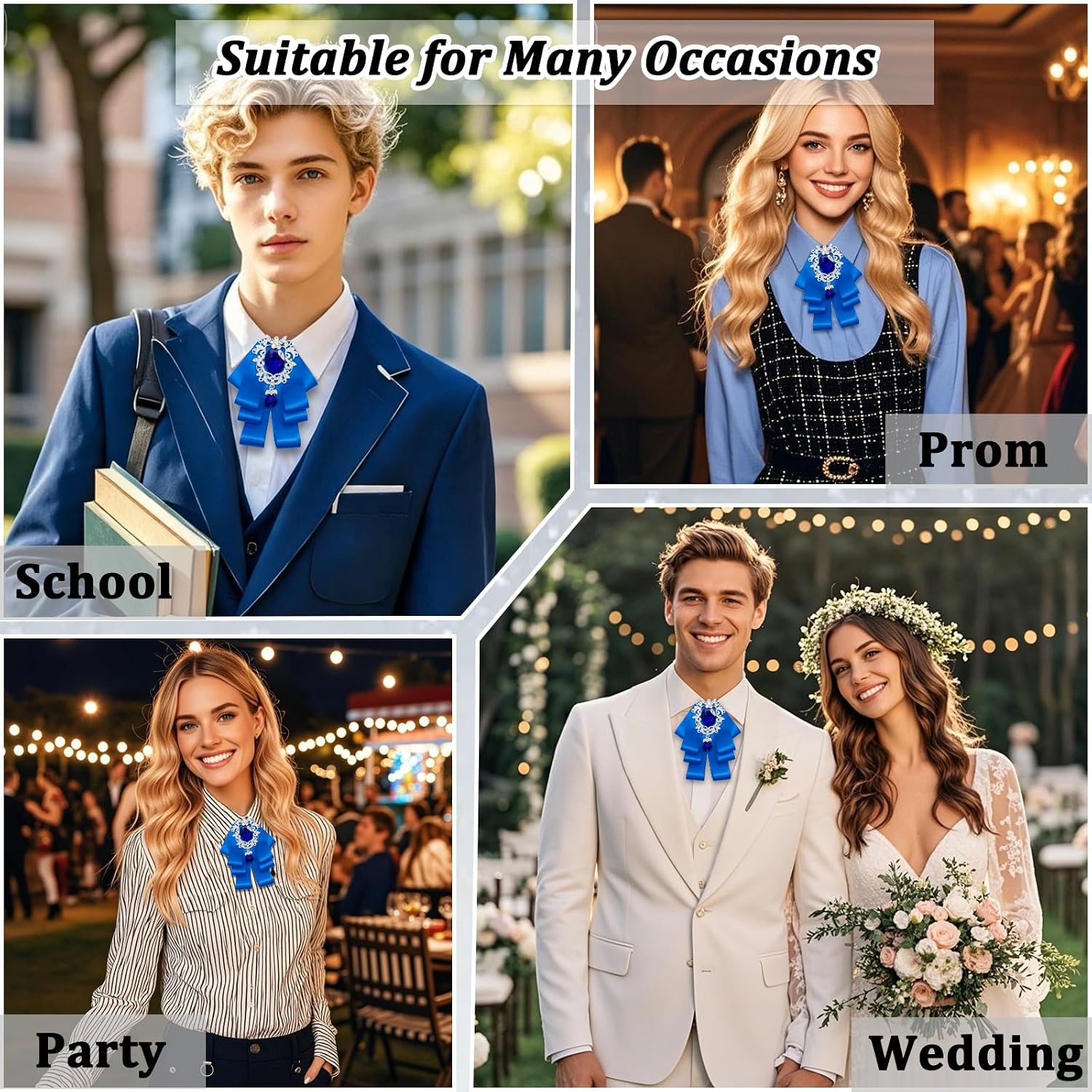 Bow Ties for Men, Rhinestone Pre-tied Bowtie Sparkling Adjustable Mens Bow Tie for Party Performance Wedding Daily