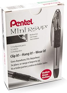 Pentel RSVP Mini Ballpoint Pen, (1.0mm) Medium Line, Green Ink, 12 pack (BK91MND-D)