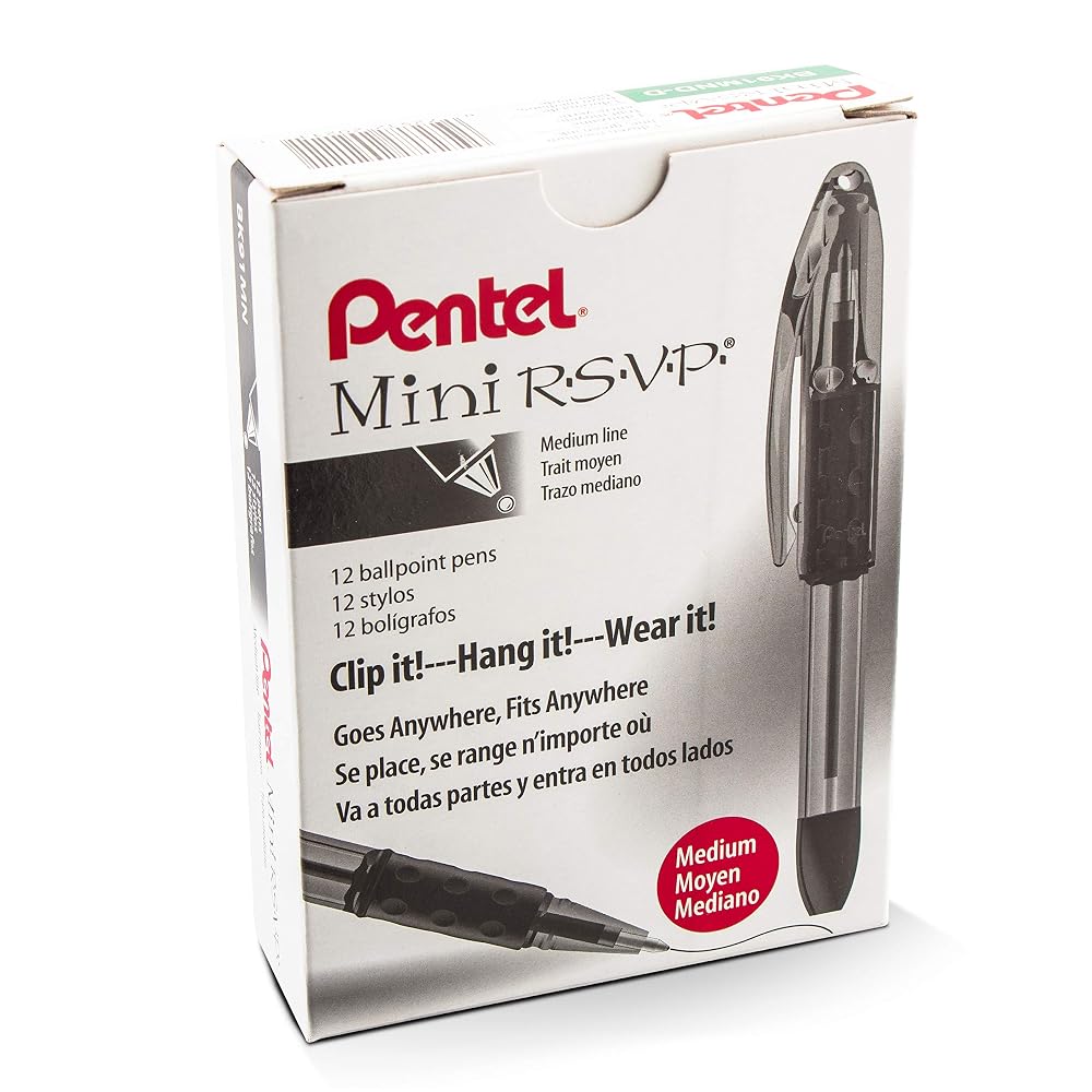 Pentel RSVP Mini Ballpoint Pen, (1.0mm) Medium Line, Green Ink, 12 pack (BK91MND-D)