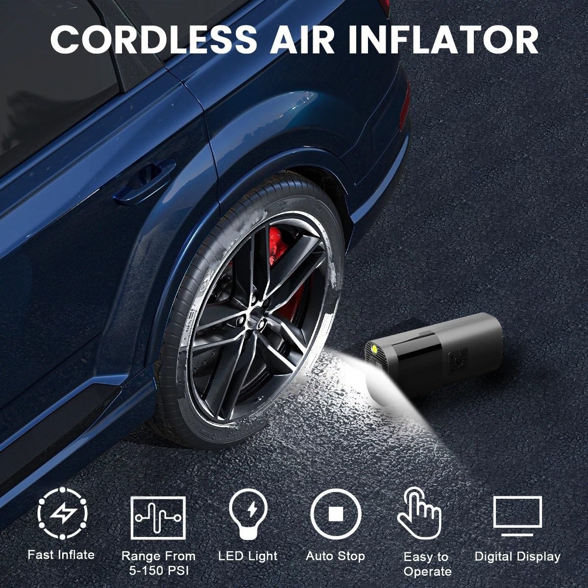 Compresores de aire portátiles Bomba de aire para coche, Inflador de neumáticos portátil inalámbrico, inflador de neumáticos de 12V, compresor de aire para coche con manómetro Compresor Aire Portatil