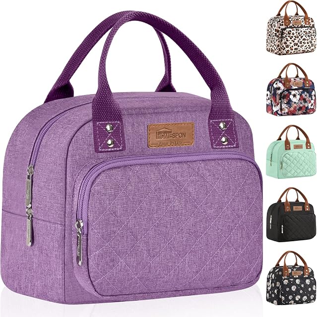 HOMESPON Insulated Lunch Bag for Women Men Work Adult Cool Bag Lunch Box Container Ladies Lunch Tote (Purple)