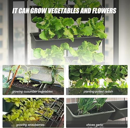 Miniatura 3 de Maceta vertical de pared de jardín maceta montada en la pared 4 niveles 8 bolsillos maceta vertical de jardín camas elevadas maceta colgante macetas