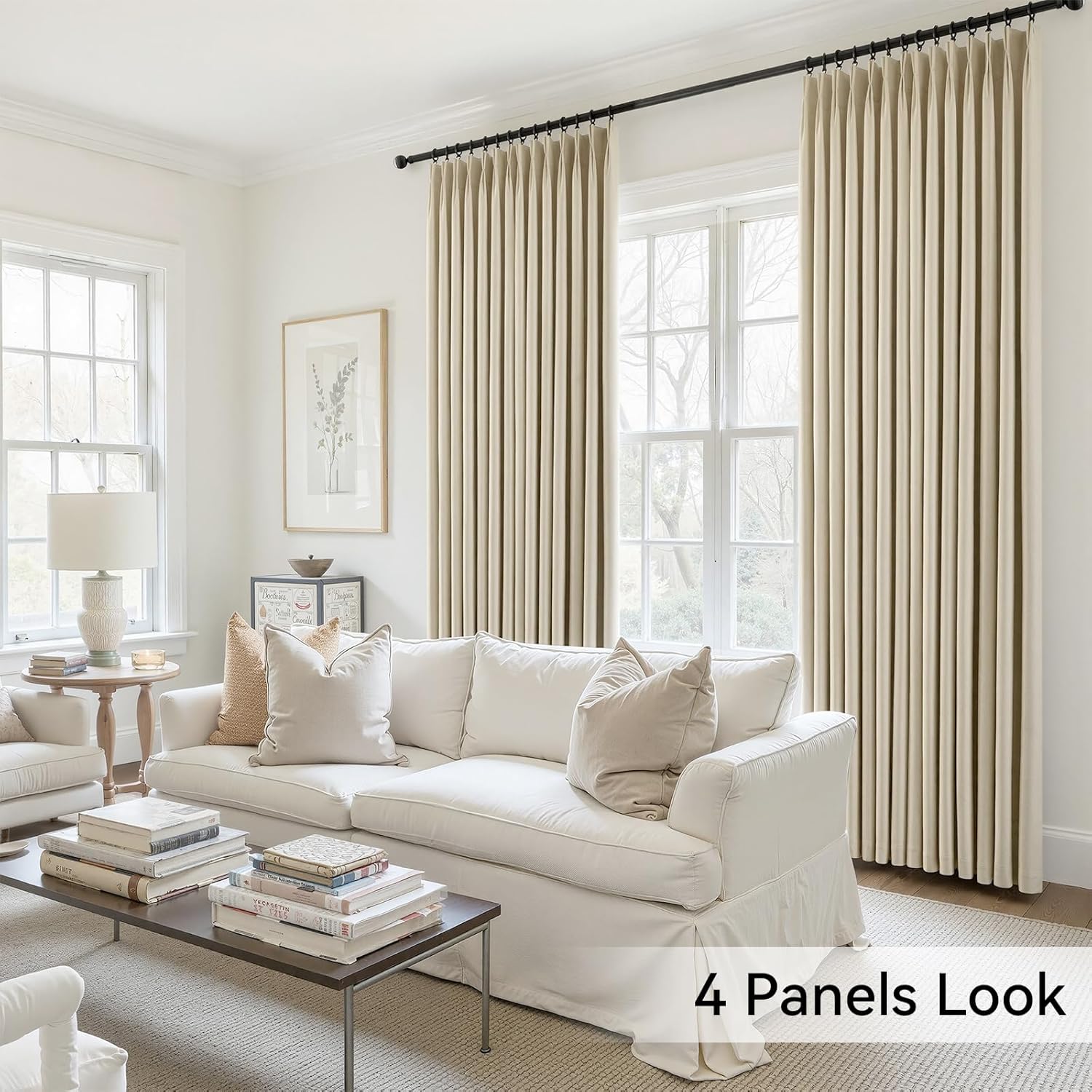 Pinch Pleated Full Blackout Curtains for Bedroom & Living Room, Lightweight Thermal Insulated Blackout Window Curtains & Drapes 84 Inches Long, 2 Panels Set(40" W x 84" L, Cream)
