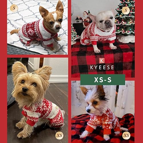 Miniatura 4 de KYEESE Pijamas de Navidad para perros pequeños, pijamas a cuadros para perros pequeños, pijamas navideñas para gatos