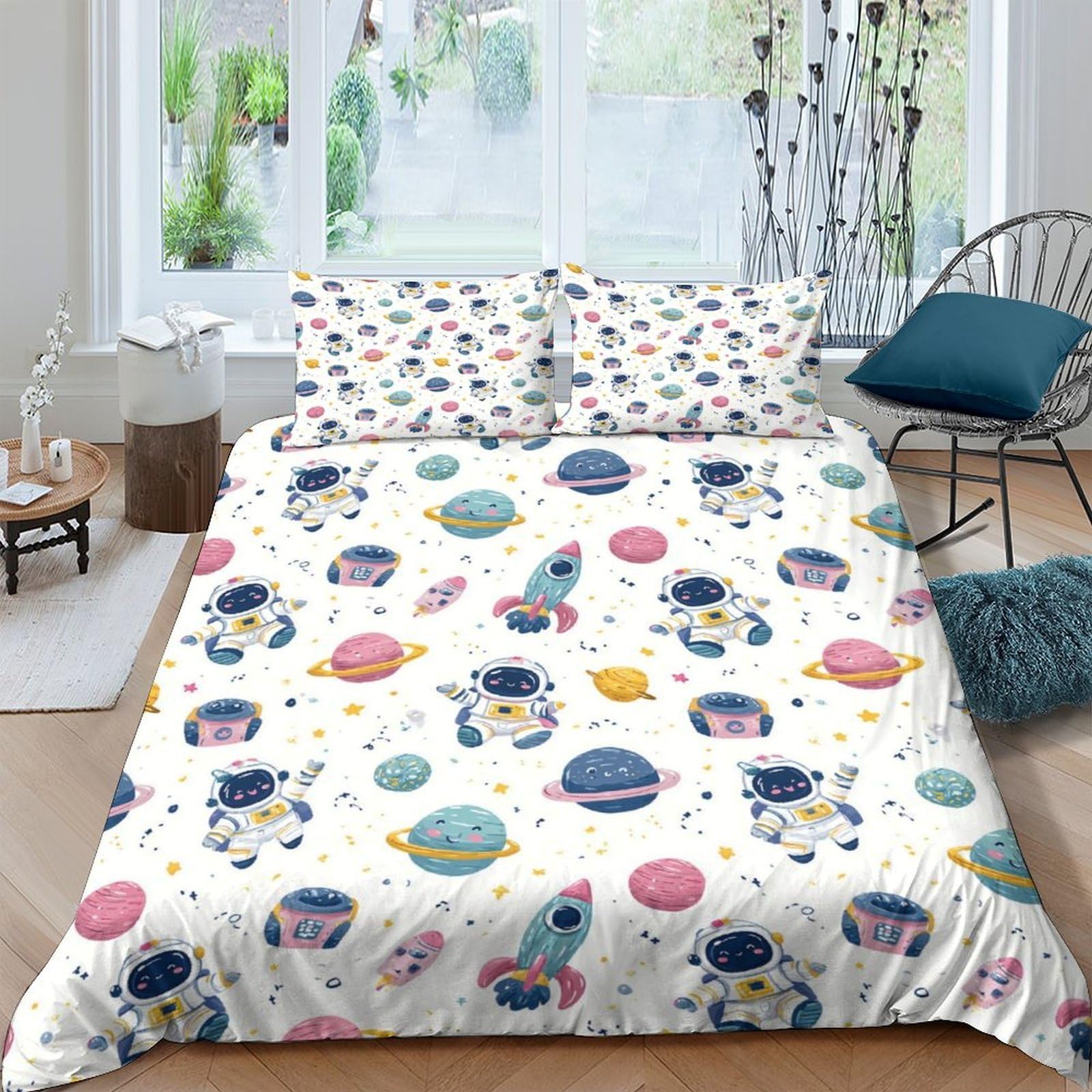 Ctjqhvkz Style-5 3D Printed Space Astronaut Fitted Sheet Microfiber Soft Breathable Planet Mattress Cover For Bedroom Guest Room Decor Single（135X200cm）