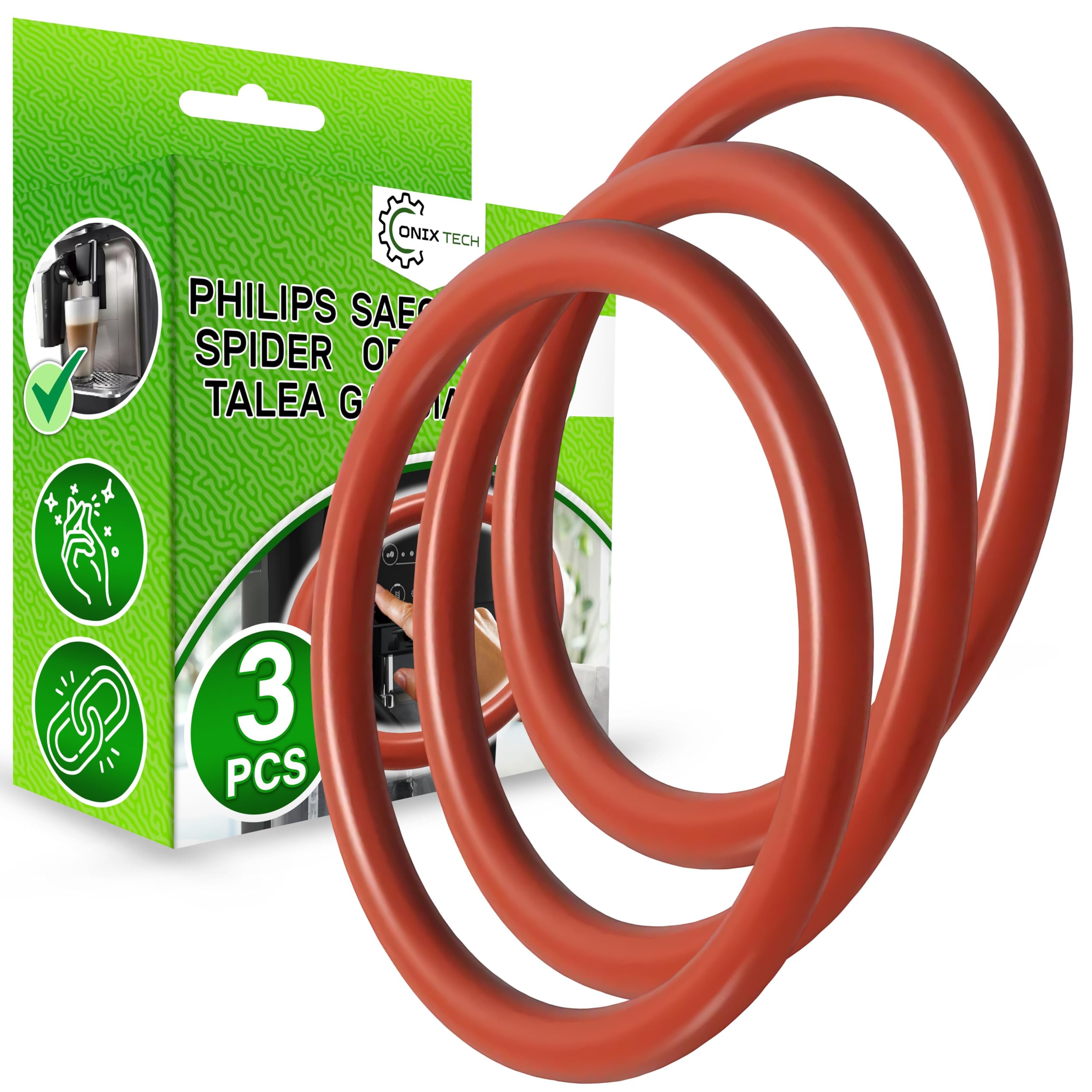 3 Pieces Sealing Ring Steam Iron Internal diameter 6 mm External diameter 9,5 mm - Made of Silicone 80HA - ONIX TECH