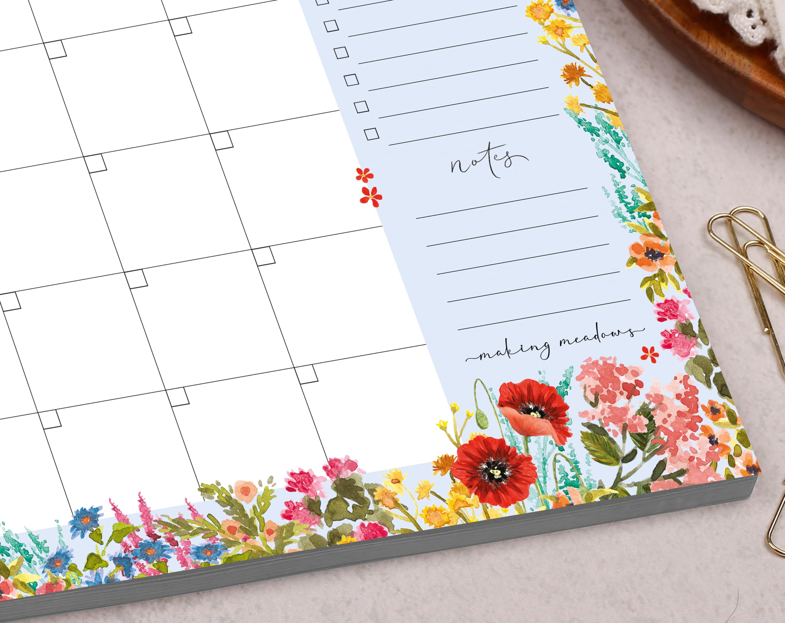 Making Meadows blue floral A4 monthly desk planner pad for office to do lists (50 Undated 100 gsm Sheets) - Image 4