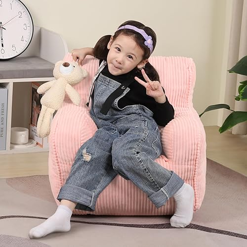 Miniatura 6 de Silla Puf para Niños con un Oso de Peluche, Cómoda Silla para Niños Pequeños para Niños y Niñas, Rosa